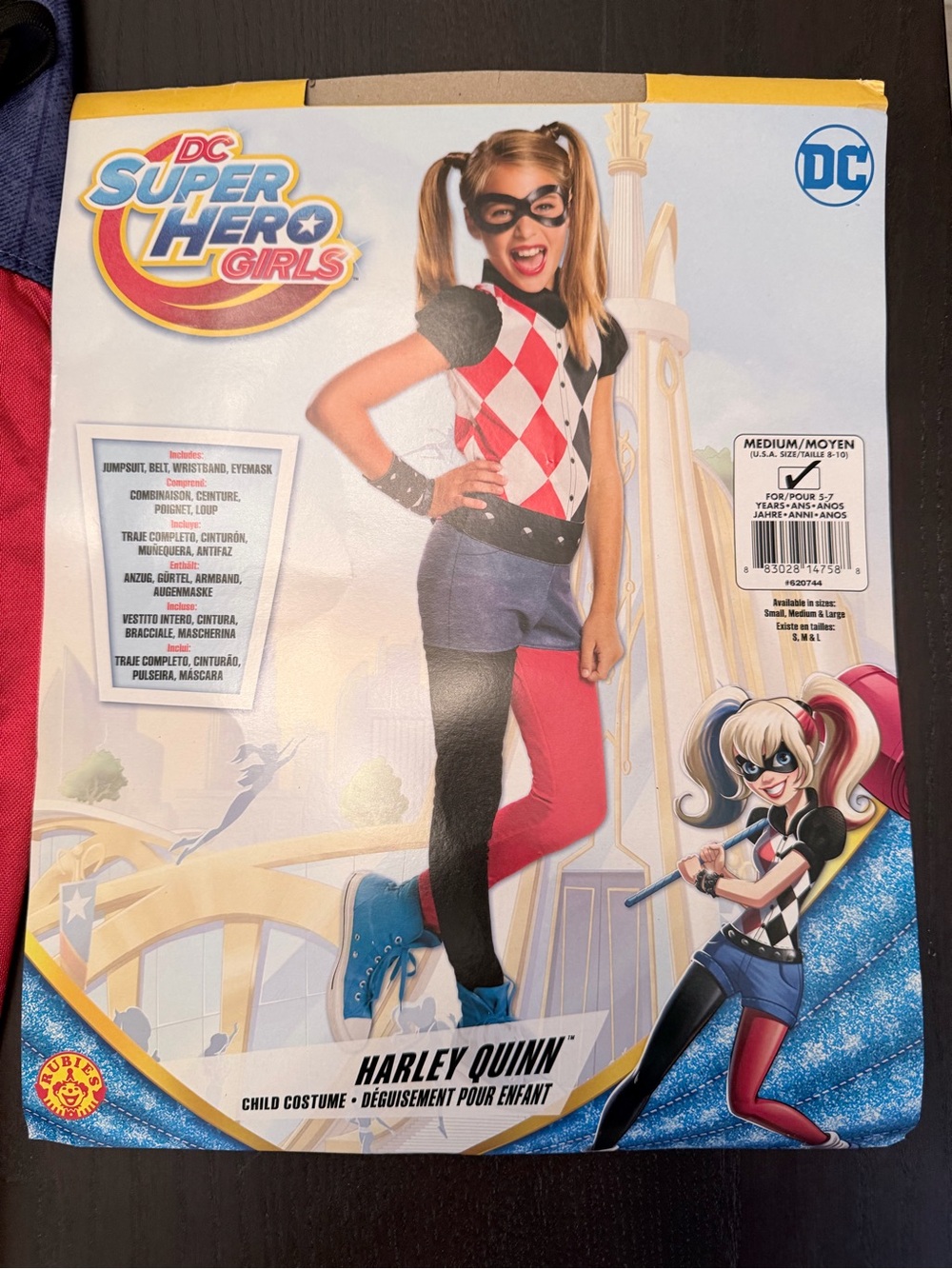 DC Harley Quinn Kids Costume - Red, Black, White size 8-10
